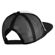 Pine Tree Faux Leather Patched Flat Bill Trucker Cap - White Black OSFM