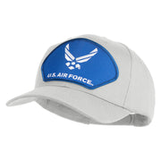 U.S. Air Force Blue Patched Solid Cotton Twill Pro Style Cap - White OSFM