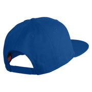 Old English J Faux Leather Patched Cotton Flat Bill Pro Cap - Royal OSFM