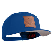 Old English J Faux Leather Patched Cotton Flat Bill Pro Cap - Royal OSFM