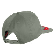 Scrambled Eggs Red Patched Solid Cotton Twill 5 Panel Prostyle Snap Cap - Grey OSFM