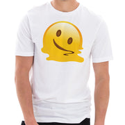 Melting Face Graphic Design Ring Spun Combed Cotton Short Sleeve Deluxe Jersey T-Shirt - White XS