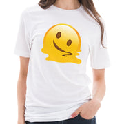 Melting Face Graphic Design Ring Spun Combed Cotton Short Sleeve Deluxe Jersey T-Shirt - White XS