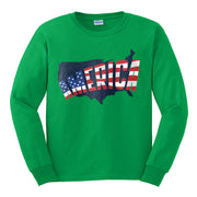 America Country Silhouette Ultra Cotton Long Sleeve Graphic Shirt