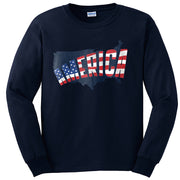 America Country Silhouette Ultra Cotton Long Sleeve Graphic Shirt