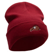 Sloth Embroidered 12 Inch Long Knitted Beanie - Maroon OSFM