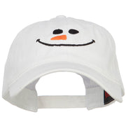 Christmas Snowman Smile Embroidered Washed Dyed Cotton Cap