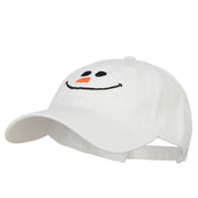 Christmas Snowman Smile Embroidered Washed Dyed Cotton Cap