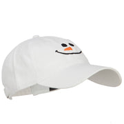 Christmas Snowman Smile Embroidered Washed Dyed Cotton Cap