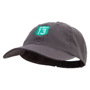 Business 13 Route Number Embroidered Garment Washed Cotton Twill Cap - Charcoal OSFM