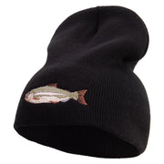 Bass Embroidered 8 inch Acrylic Short Beanie - Black OSFM