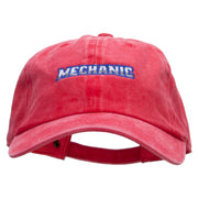 Mechanic Embroidered Washed Solid Pigment Dyed Cotton Twill Brass Buckle Cap - Red OSFM