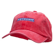 Mechanic Embroidered Washed Solid Pigment Dyed Cotton Twill Brass Buckle Cap - Red OSFM