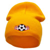 Soccer Ball And Gloves Embroidered 8 inch Acrylic Short Blank Beanie - Gold OSFM