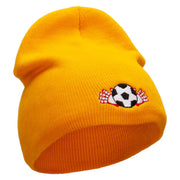 Soccer Ball And Gloves Embroidered 8 inch Acrylic Short Blank Beanie - Gold OSFM