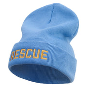 Golden Rescue Squad Embroidered 12 Inch Long Knitted Beanie - Sky-Blue OSFM