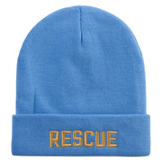 Golden Rescue Squad Embroidered 12 Inch Long Knitted Beanie - Sky-Blue OSFM