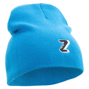 3D Comic Letter Z Embroidered 8 Inch Short Beanie - Aqua OSFM