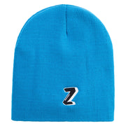 3D Comic Letter Z Embroidered 8 Inch Short Beanie - Aqua OSFM