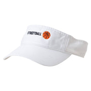 Streetball Embroidered Pro Style Cotton Twill Washed Visor - White OSFM