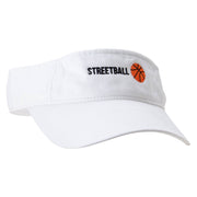 Streetball Embroidered Pro Style Cotton Twill Washed Visor - White OSFM