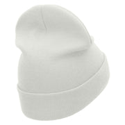 Paper Boat Embroidered 12 Inch Long Knitted Beanie - White OSFM