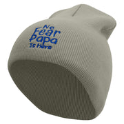 No Fear Papa is Here Embroidered 8 inch Acrylic Short Blank Beanie - Grey OSFM