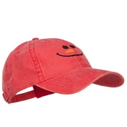 Christmas Snowman Smile Embroidered Washed Dyed Cotton Cap