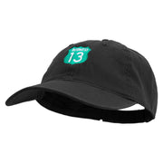 Business 13 Route Number Embroidered Garment Washed Cotton Twill Cap - Black OSFM