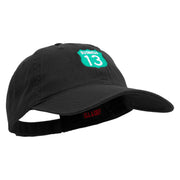 Business 13 Route Number Embroidered Garment Washed Cotton Twill Cap - Black OSFM