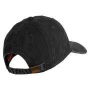 US Marine Corps Veteran Emblem Embroidered Washed Solid Pigment Dyed Cotton Twill Brass Buckle Cap - Black OSFM