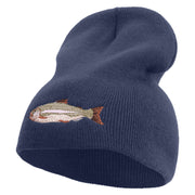 Bass Embroidered 8 inch Acrylic Short Beanie - Navy OSFM