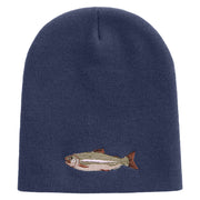 Bass Embroidered 8 inch Acrylic Short Beanie - Navy OSFM