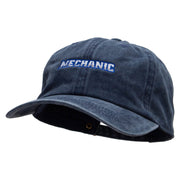 Mechanic Embroidered Washed Solid Pigment Dyed Cotton Twill Brass Buckle Cap - Navy OSFM