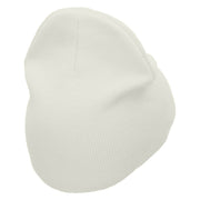 Soccer Ball And Gloves Embroidered 8 inch Acrylic Short Blank Beanie - White OSFM