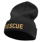 Golden Rescue Squad Embroidered 12 Inch Long Knitted Beanie - Black OSFM