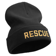 Golden Rescue Squad Embroidered 12 Inch Long Knitted Beanie - Black OSFM