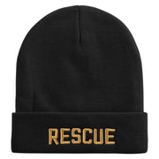 Golden Rescue Squad Embroidered 12 Inch Long Knitted Beanie - Black OSFM