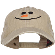 Christmas Snowman Smile Embroidered Washed Dyed Cotton Cap