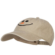 Christmas Snowman Smile Embroidered Washed Dyed Cotton Cap