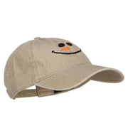 Christmas Snowman Smile Embroidered Washed Dyed Cotton Cap