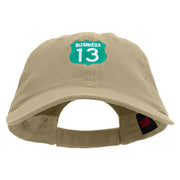 Business 13 Route Number Embroidered Garment Washed Cotton Twill Cap