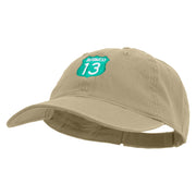 Business 13 Route Number Embroidered Garment Washed Cotton Twill Cap