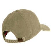 US Marine Corps Veteran Emblem Embroidered Washed Solid Pigment Dyed Cotton Twill Brass Buckle Cap - Khaki OSFM