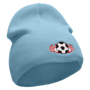 Soccer Ball And Gloves Embroidered 8 inch Acrylic Short Blank Beanie - Lt-Blue OSFM