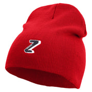 3D Comic Letter Z Embroidered 8 Inch Short Beanie - Red OSFM