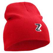 3D Comic Letter Z Embroidered 8 Inch Short Beanie - Red OSFM