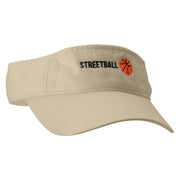 Streetball Embroidered Pro Style Cotton Twill Washed Visor - Khaki OSFM