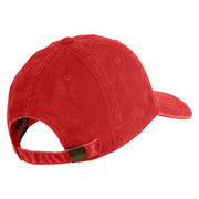 US Marine Corps Veteran Emblem Embroidered Washed Solid Pigment Dyed Cotton Twill Brass Buckle Cap - Red OSFM