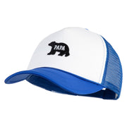 Papa Bear Black Patched Summer Foam Mesh Trucker Cap - Royal White OSFM